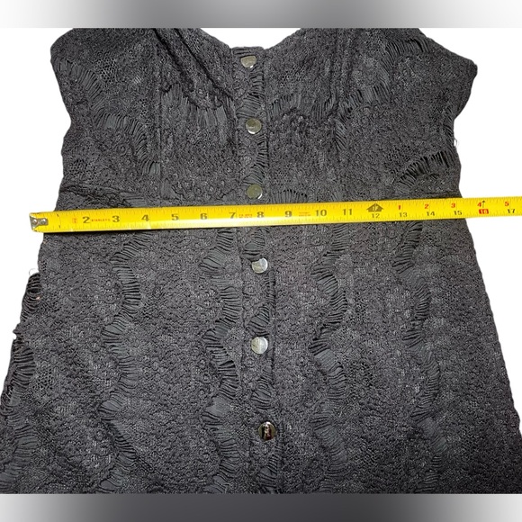 Free People Intimately Black Lace Slip Mini Snap Front Dress - Picture 8 of 8
